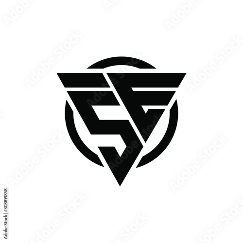 5E E5 Triangle Logo Circle Monogram Design Vector Super Hero Concept, SE ES Logo Design