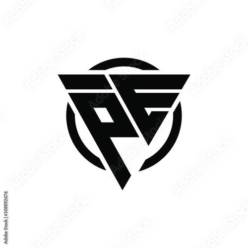 PE EP Triangle Logo Circle Monogram Design Vector Super Hero Concept