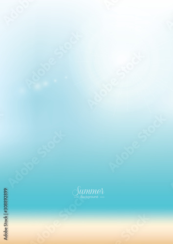 Blur summer blue beach - vector background