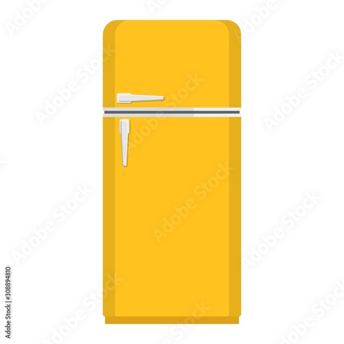 retro Fridge Freezer refrigerator. Closed fridge. isolated on white background. Vector illustration in flat style.