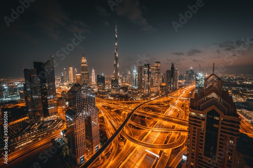 High angle view of Dubai skyline