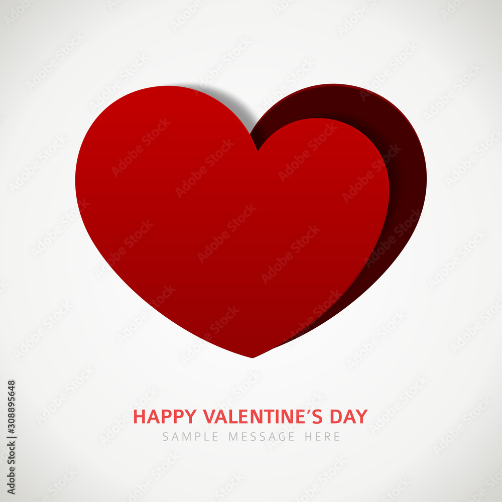 Heart shape paper cut design vector romantic card for valentines day card or banner