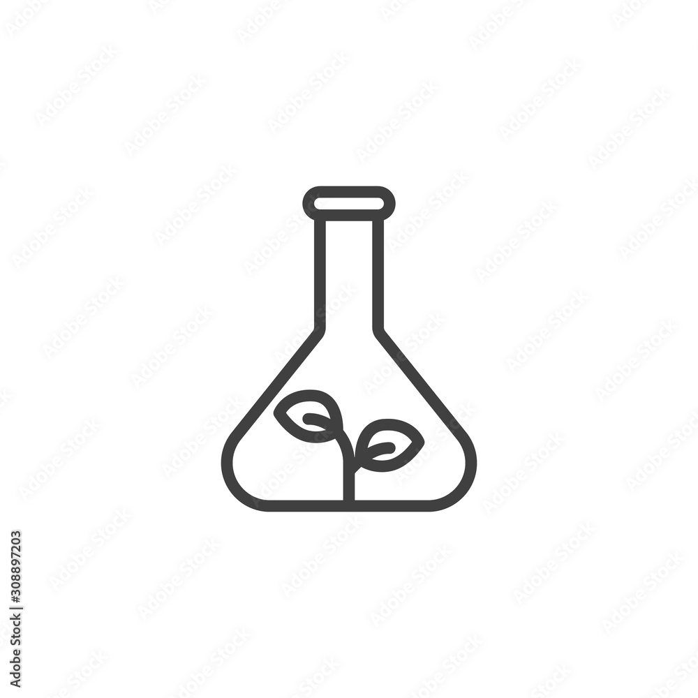 Test tube with plant line icon. linear style sign for mobile concept and web design. Bio science outline vector icon. Biotechnology symbol, logo illustration. Vector graphics Test tube with plant line icon. linear style sign for mobile concept and web design. Bio science outline vector icon. Biotechnology symbol, logo illustration. Vector graphics