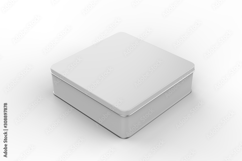 Blank tin container for branding and design. 3d render illustration. Blank tin container for branding and design. 3d render illustration.