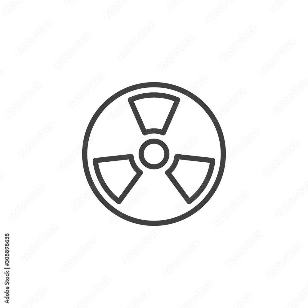 Radiation hazard line icon. linear style sign for mobile concept and web design. Toxic, nuclear outline vector icon. Radioactive symbol, logo illustration. Vector graphics Radiation hazard line icon. linear style sign for mobile concept and web design. Toxic, nuclear outline vector icon. Radioactive symbol, logo illustration. Vector graphics