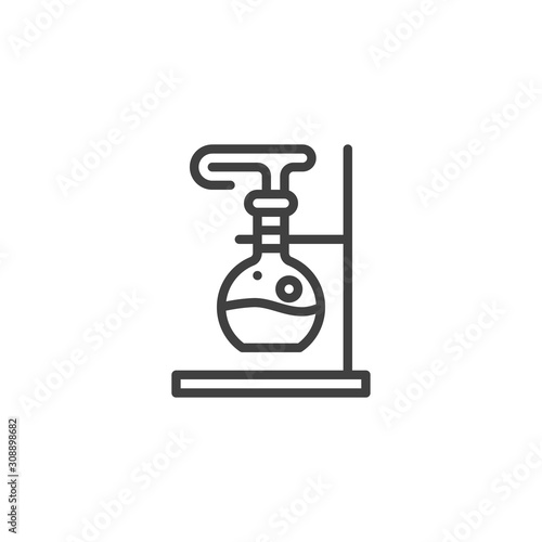 Chemical experiment line icon. Beaker with reaction linear style sign for mobile concept and web design. Tube Research outline vector icon. Chemistry symbol, logo illustration. Vector graphics