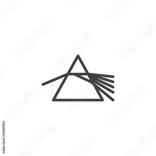 Prism dispersing light line icon. linear style sign for mobile concept and web design. Prism refraction rays outline vector icon. Physics symbol, logo illustration. Vector graphics