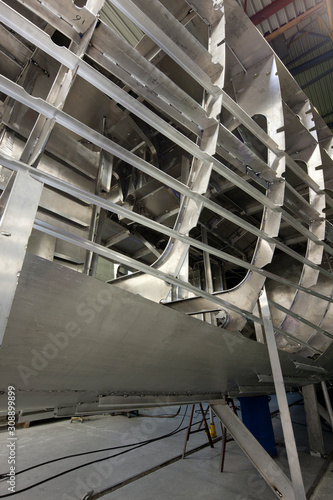 Aluminium hull. Yachting. Shipyard. Shipbuilding. Superyacht. © A