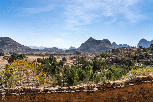 Landscape around the Ruins of the Yeha temple in Yeha, Ethiopia.