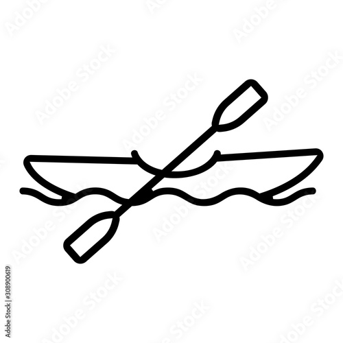canoe on the river icon vector. Thin line sign. Isolated contour symbol illustration
