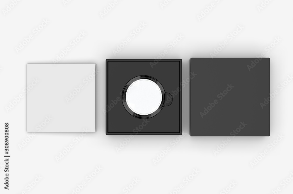Blank proof coin in plastic case and paper box. 3d render illustration. Blank proof coin in plastic case and paper box. 3d render illustration.