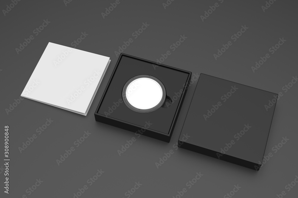 Fotografie Blank proof coin in plastic case and paper box