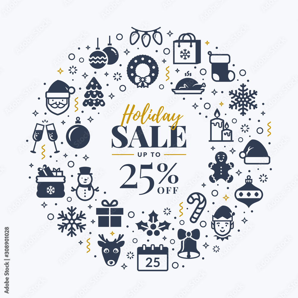 Christmas sale banner with icons. Christmas sale banner with icons.