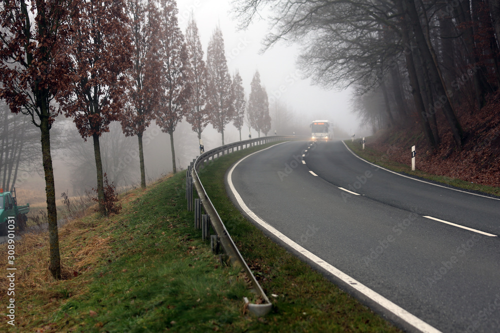 Fototapeta premium A foggy evening near Coburg in Bavaria, Germany