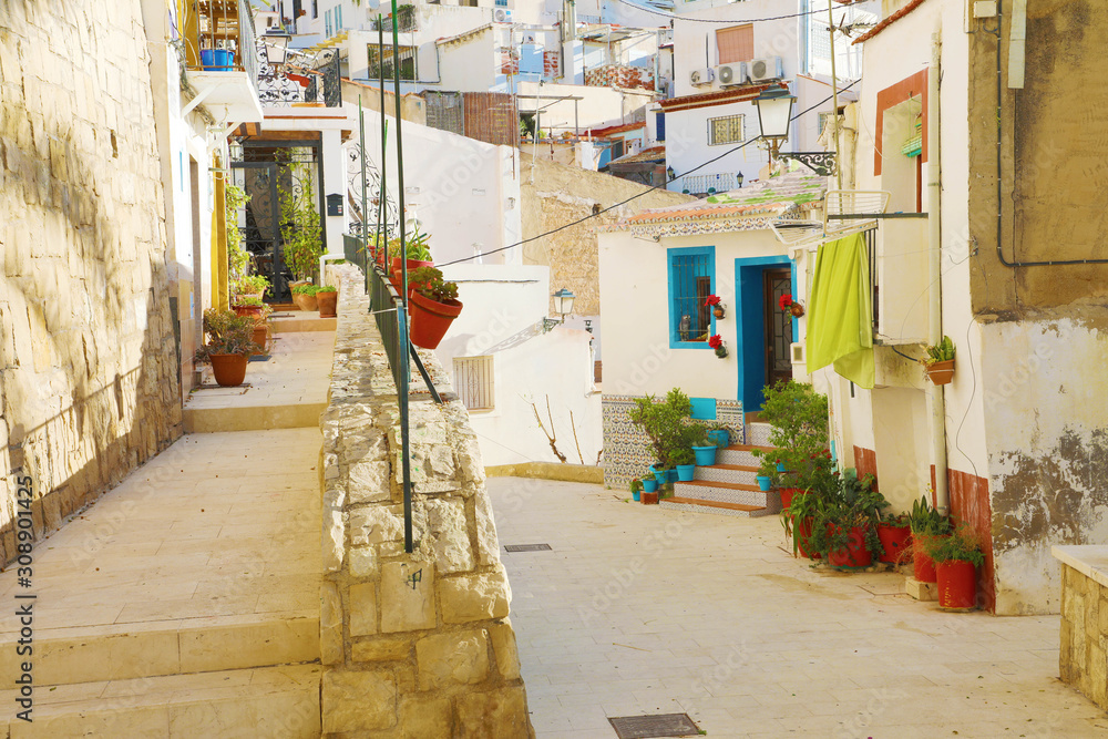 Fototapeta premium Barrio Santa Cruz in Alicante, Costa Blanca, Spain