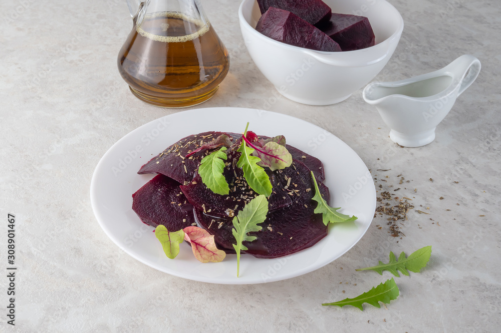 Beetroot carpaccio, a healthy food concept. A beautiful salad.Copy space. Beetroot carpaccio, a healthy food concept. A beautiful salad.Copy space.