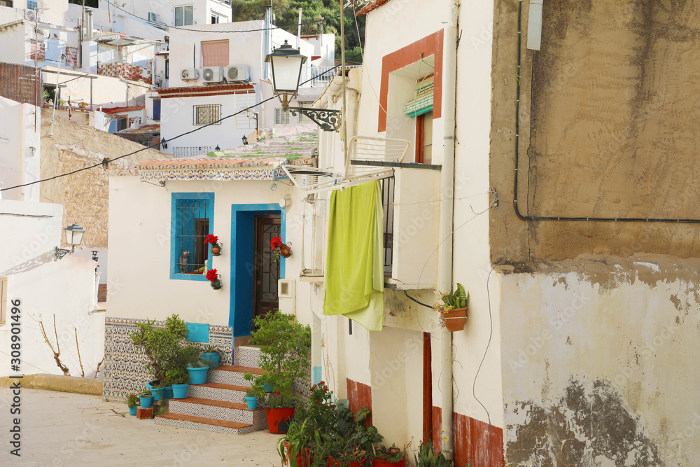 Fototapeta premium Barrio Santa Cruz in Alicante, Costa Blanca, Spain
