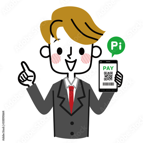 キャッシュレス　PAY　ビジネスマン