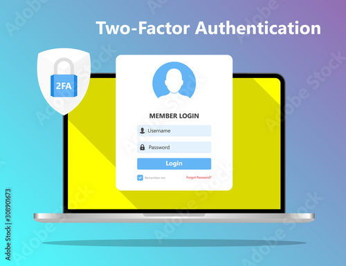 2 steps authentication concept Illustration Vector