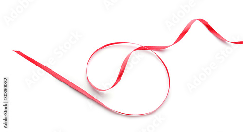Beautiful red ribbon on white background © Pixel-Shot
