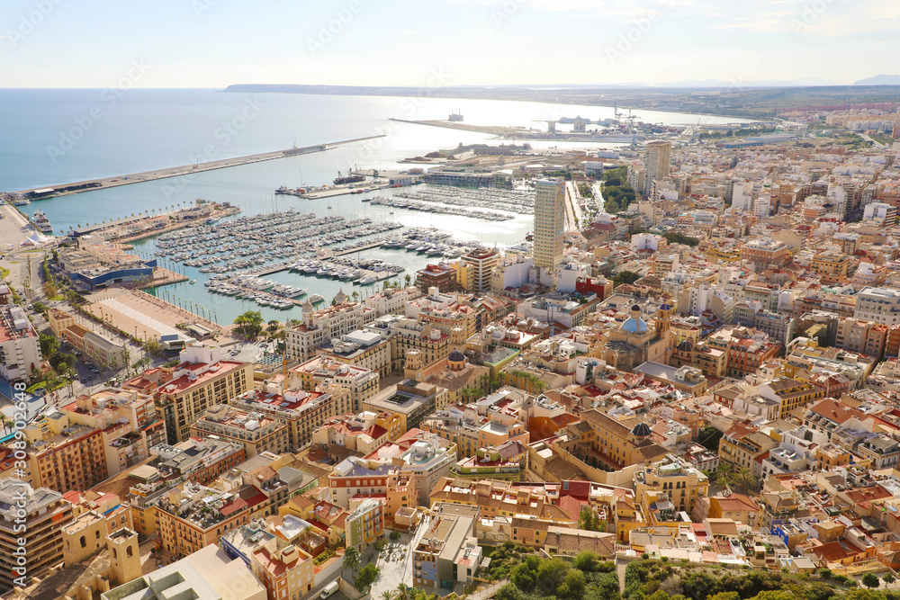 Beautiful cityscape of Alicante on Mediterranean sea, Spain