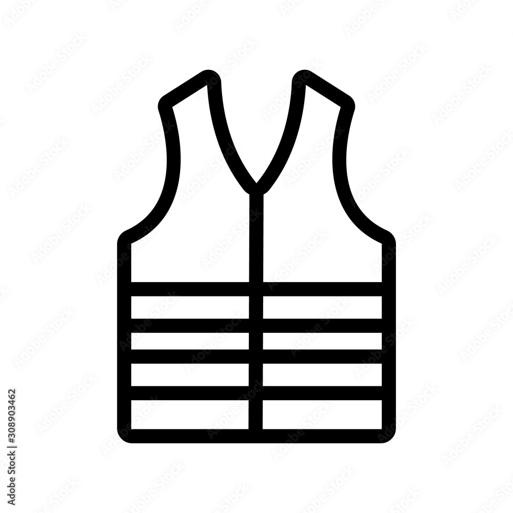 Life jacket icon vector. Thin line sign. Isolated contour symbol illustration Life jacket icon vector. Thin line sign. Isolated contour symbol illustration