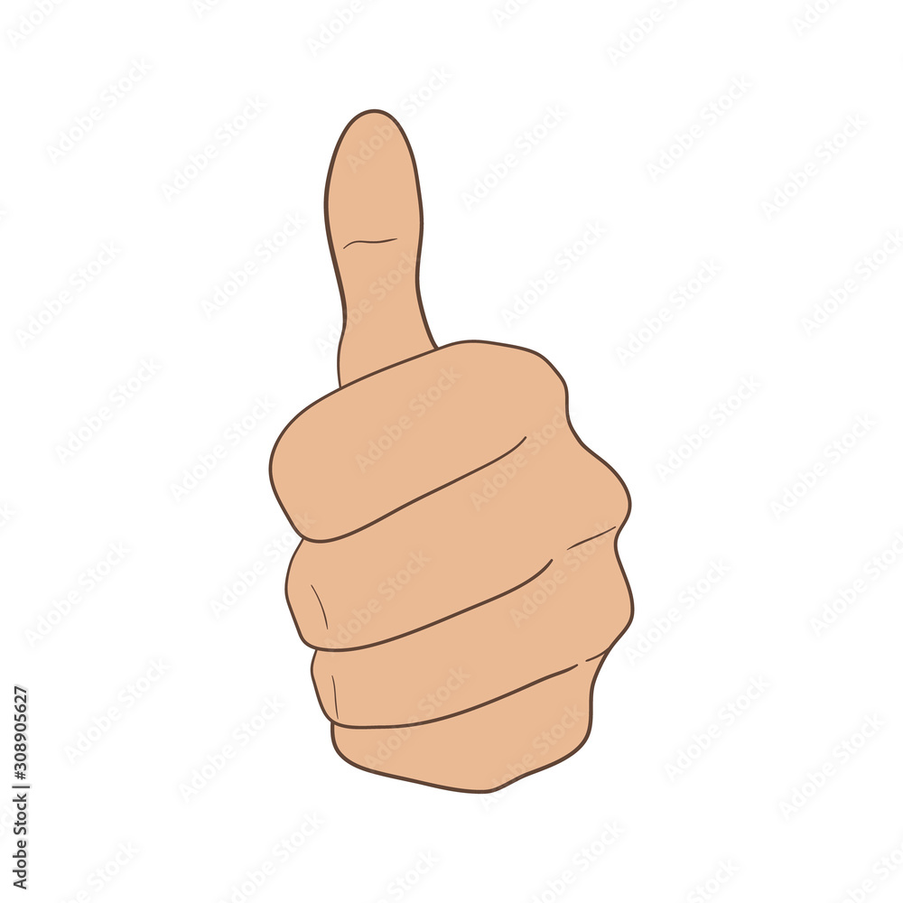 Hand thumb up. arm says yes. Hand drawn sketch. isolated on white background. Hand thumb up. arm says yes. Hand drawn sketch. isolated on white background.