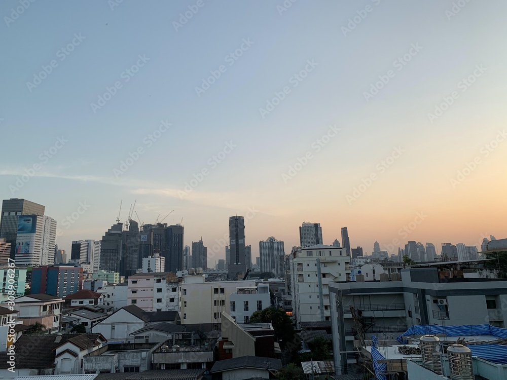 skyline at sunset skyline at sunset