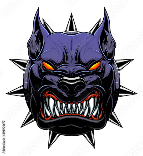 Black hell dog head