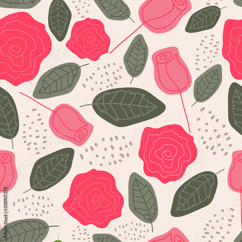 Seamless pattern with flowers for design. Small colorful multicolor flowers decoration on white background. Vector illustration floral elegant for fashion textile print scandinavian style hand drawn.