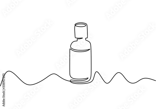 Continuous one line drawing of Essential oils bottle vector minimalism