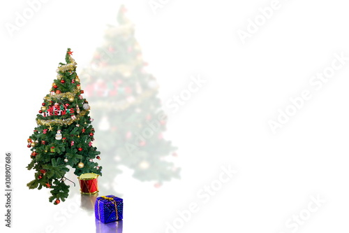 Wallpaper Mural cristmas evergreen tree hang balls and  toys isolated on white background. Torontodigital.ca
