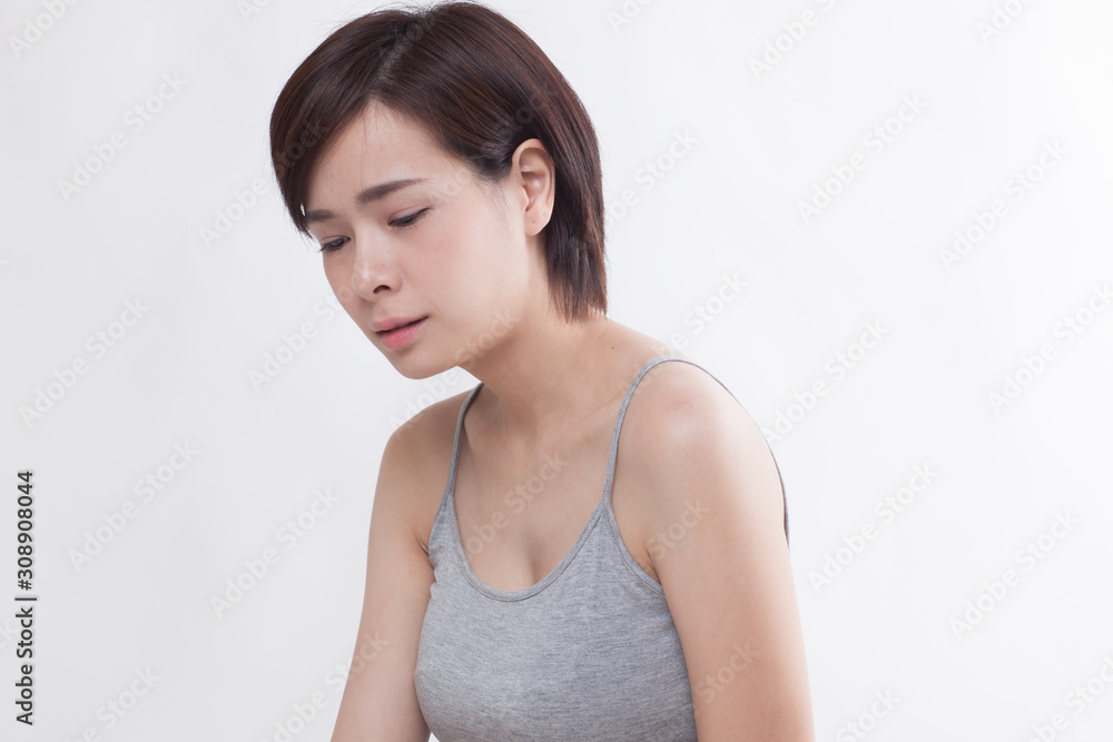 Young beautiful Asian female model on the white background Young beautiful Asian female model on the white background