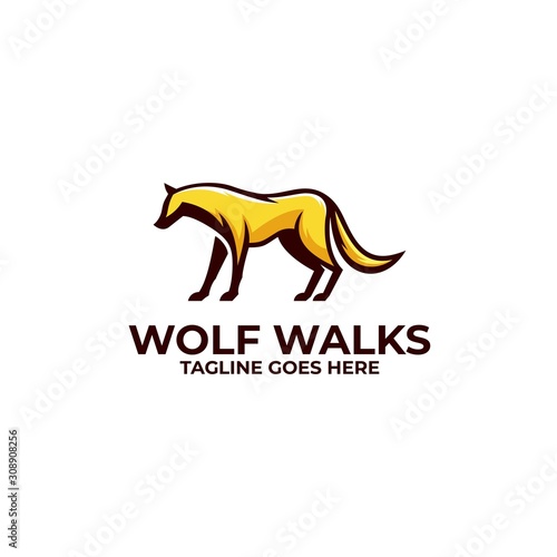 Wolf Walks Design Illustration Vector Template