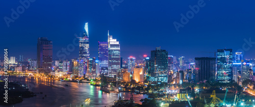 Ho Chi Minh City a capital city of Vietnam country view at night. © tuastockphoto