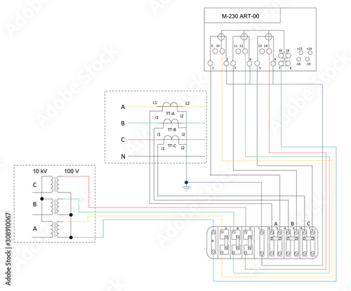 Connection diagram of the electric meter