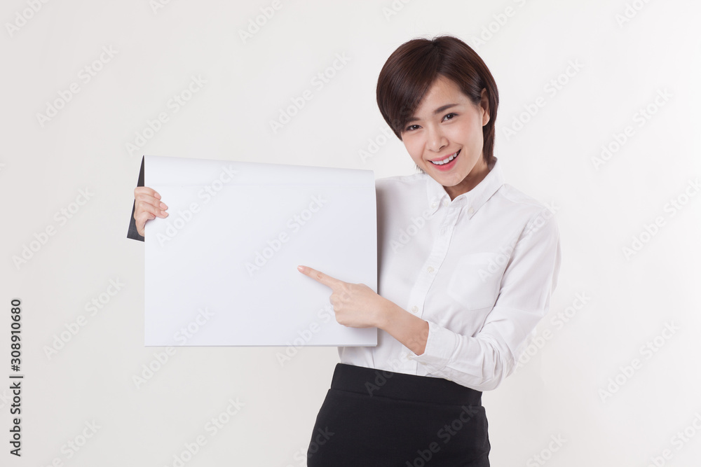 Young beautiful Asian female model on the white background for business concept Young beautiful Asian female model on the white background for business concept
