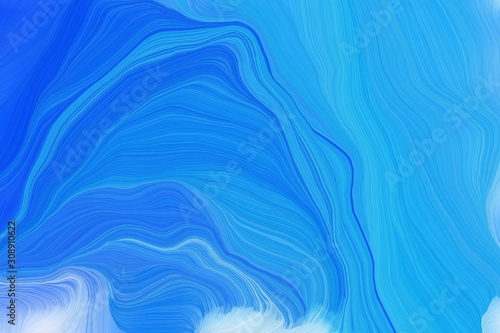 colorful modern soft curvy waves background illustration with dodger blue, strong blue and light blue color