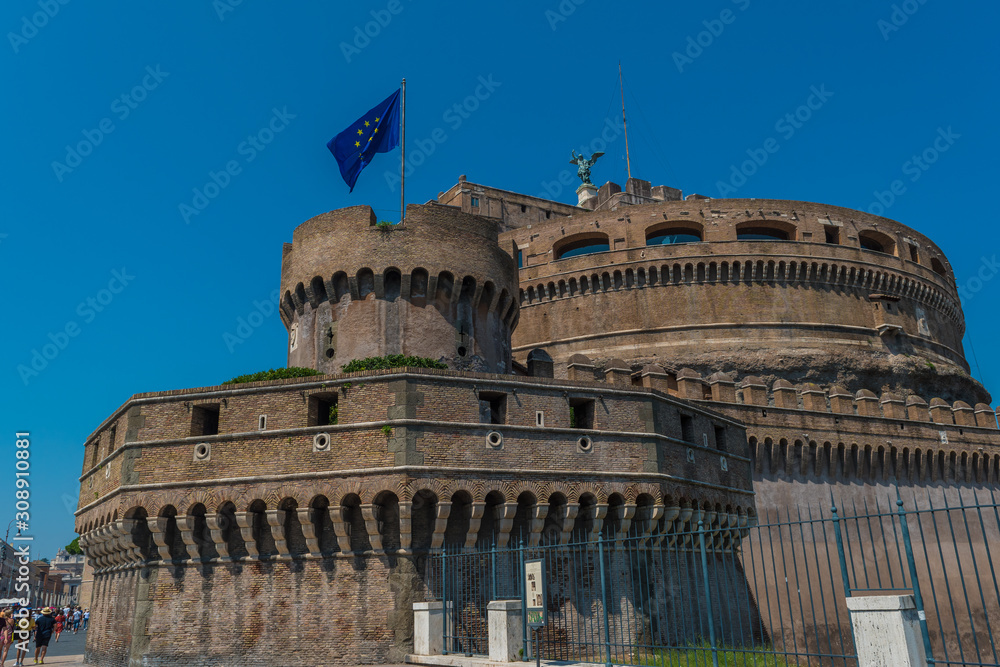 Right side of Sant'Angelo Castle in Rome, Italy