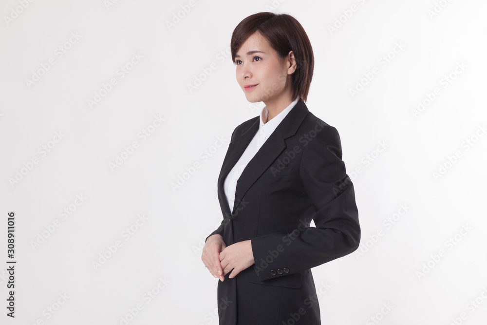 Young Asian short hair female model in formal dress which is good for business purpose Young Asian short hair female model in formal dress which is good for business purpose