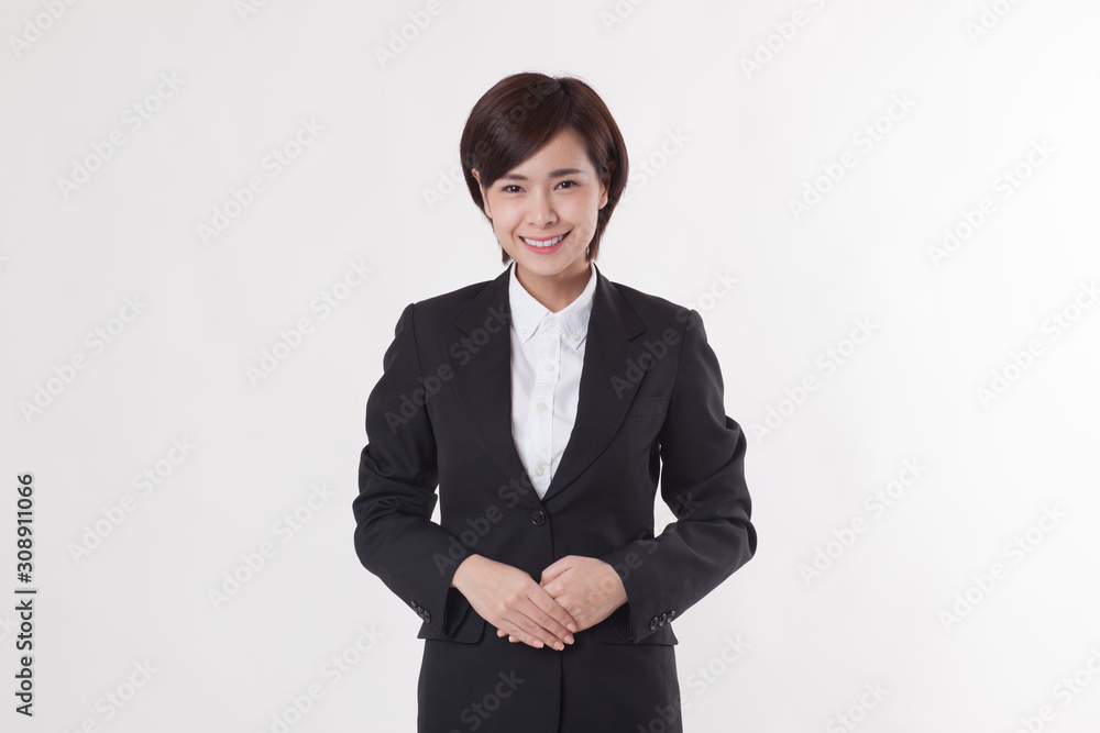 Young Asian short hair female model in formal dress which is good for business purpose Young Asian short hair female model in formal dress which is good for business purpose