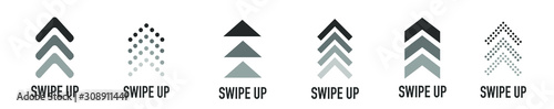 Swipe up buttons set for social media. Flat design icons on white. Vector illustration