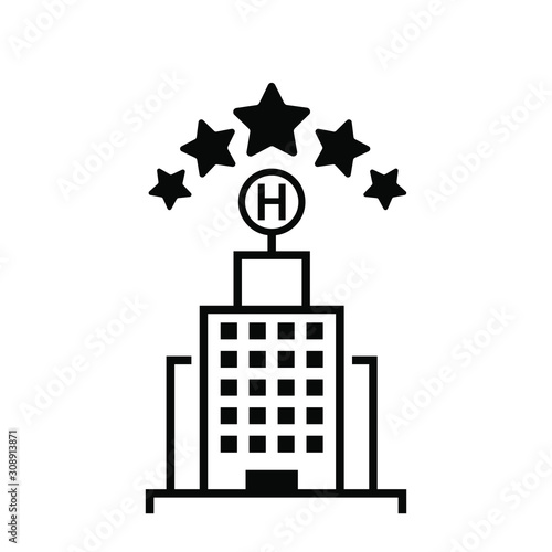 hotel and stars vectir icon. Building, Michelin star illustration, assessment. hotel  business concept. photo