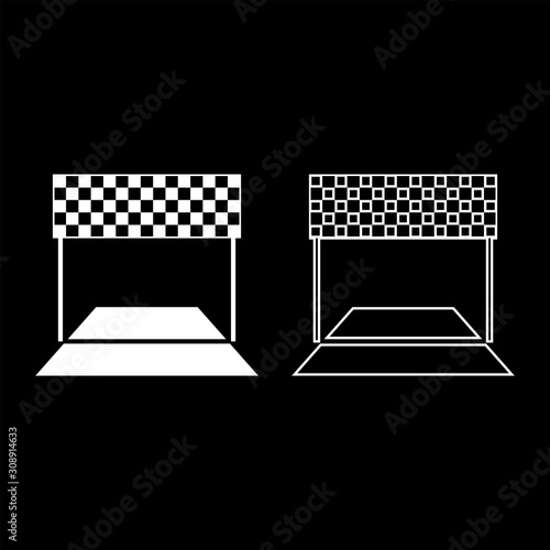 Finish concept Maraphon line racing panorama road icon outline set white color vector illustration flat style image