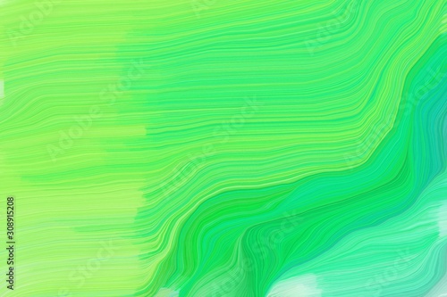 colorful modern soft swirl waves background design with pastel green, light green and spring green color