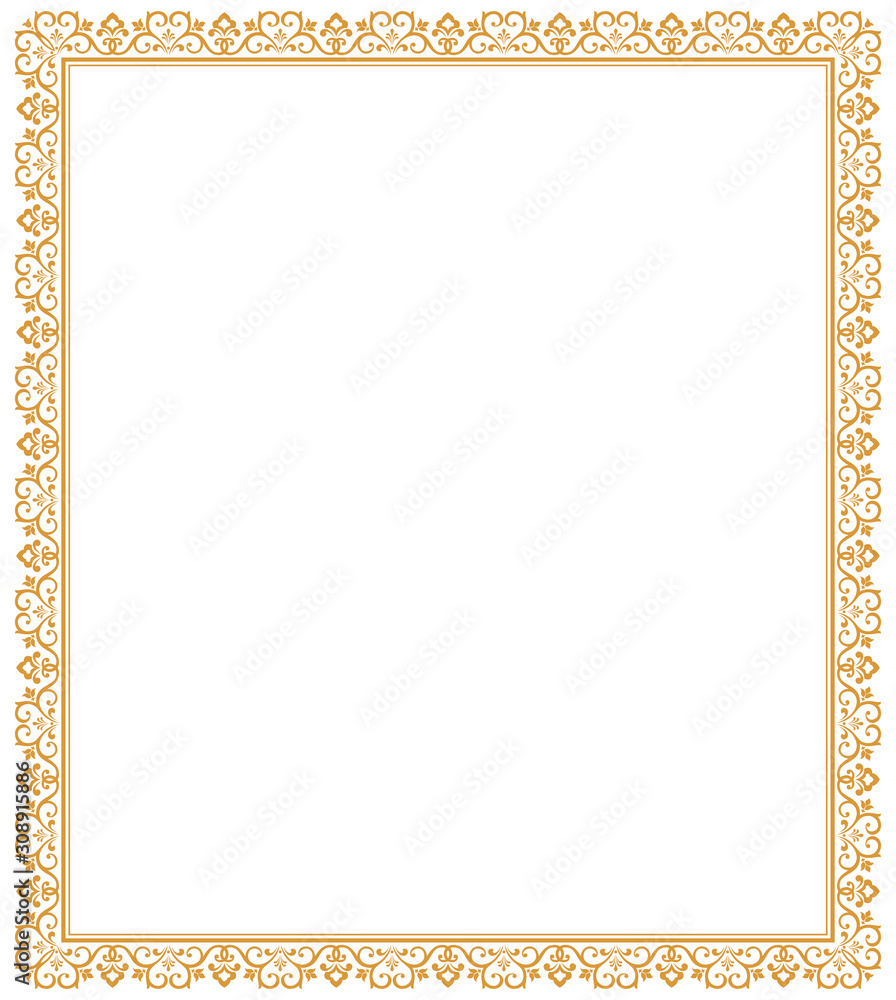 Decorative frame Elegant vector element for design in Eastern style, place for text. Floral golden border. Lace illustration for invitations and greeting cards. Decorative frame Elegant vector element for design in Eastern style, place for text. Floral golden border. Lace illustration for invitations and greeting cards.