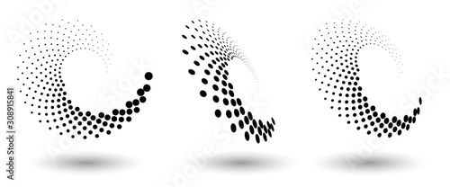 Halftone circle frame, abstract dots logo emblem design element for any project. Round border icon or backgroud.
