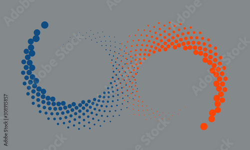 Abstract dotted vector background. Halftone effect. Spiral dotted background or icon. Yin and yang style