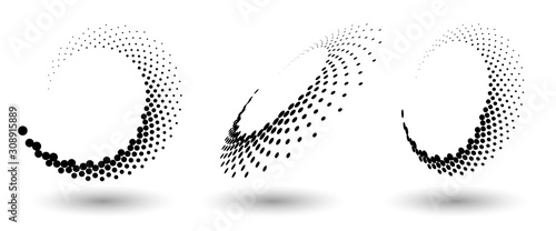 Halftone circle frame, abstract dots logo emblem design element for any project. Round border icon or backgroud.