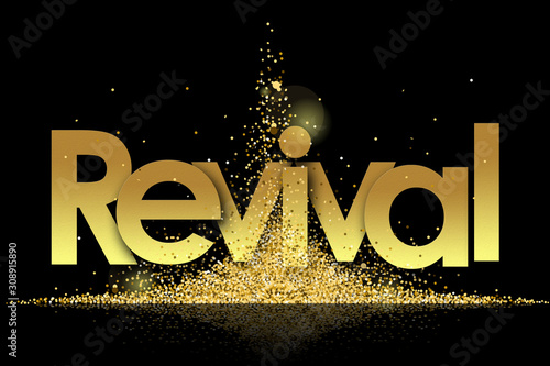 revival in golden stars and black background